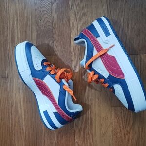 Puma Blue and Red Sneakers Retro-Inspired Design
